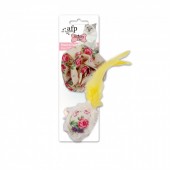 AFP Shabby Chic Cat Flower & Feather Ball - Yellow